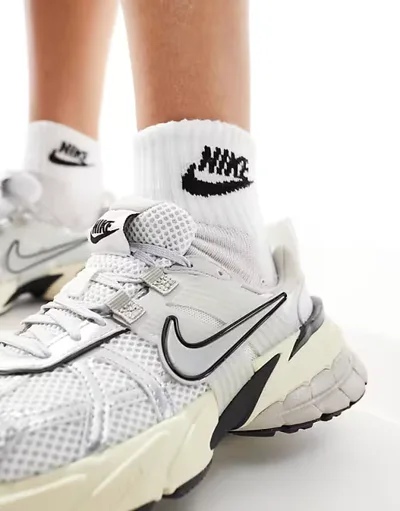 Nike V2K Run unisex trainers in white and silver