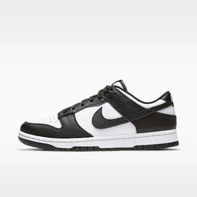 NIKE Dunk Low Retro Womens Lifestyle Shoes (Black/White)