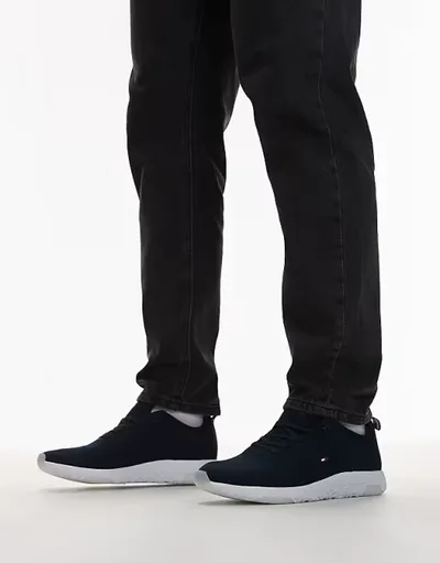 Tommy Hilfiger knit running sneakers in black & white