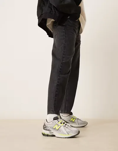 New Balance 1906 unisex trainers in silver metallic and neon yellow