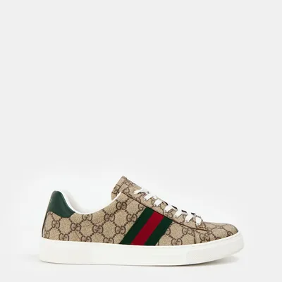 Gucci Women's Ace Web Canvas Trainers